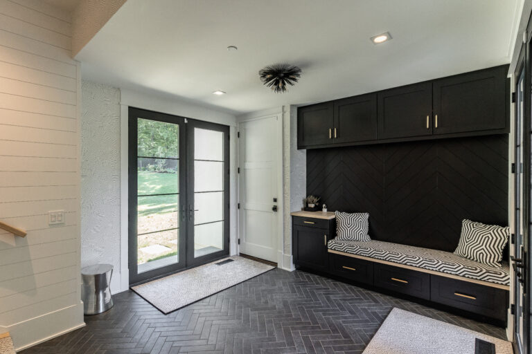 mudroom cabinets black walls