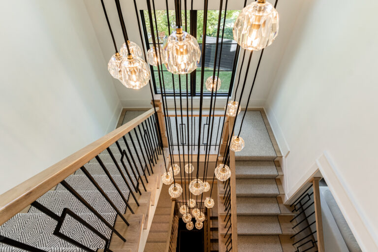 chandelier light fixture stairwell