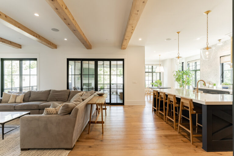 open floor space living room kitchen natural lighting